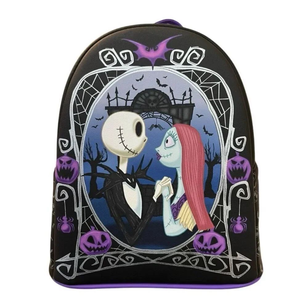 Loungefly The Nightmare Before Christmas Jack & Sally Pumpkin Frame Backpack NWT